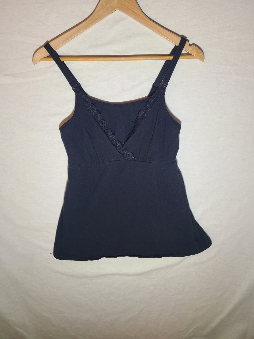 Gilligan & O'Malley Black Lace-Trim Nursing Camisole